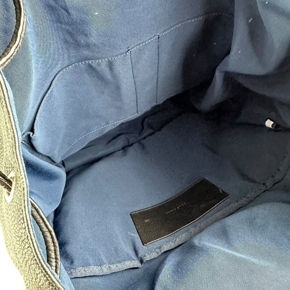 Vintage COLE HAAN Black Pebbled Drawstring Leather Front Pocket Backpack Unisex - Picture 8 of 10